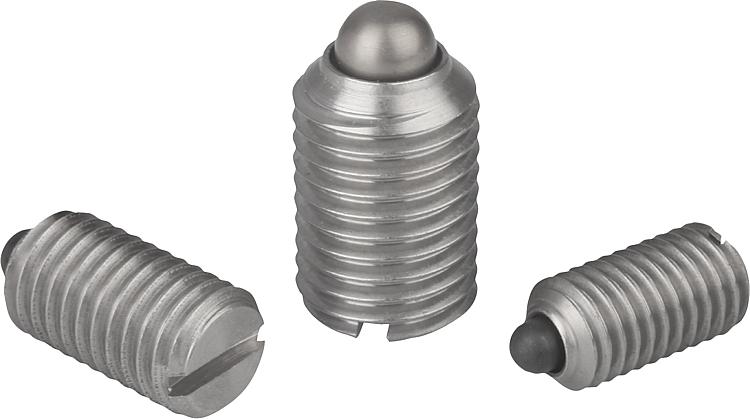 Spring plungers with slot and pin, stainless steel